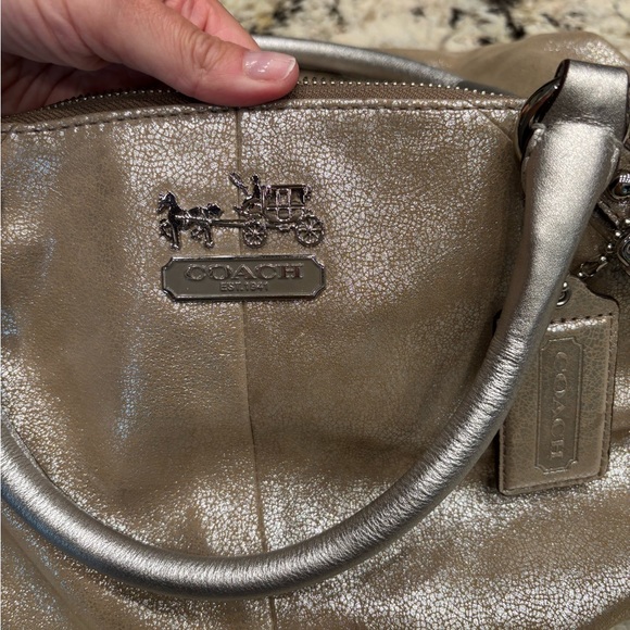 Coach Shimmering Silver Shoulder Bag - Picture 4 of 6